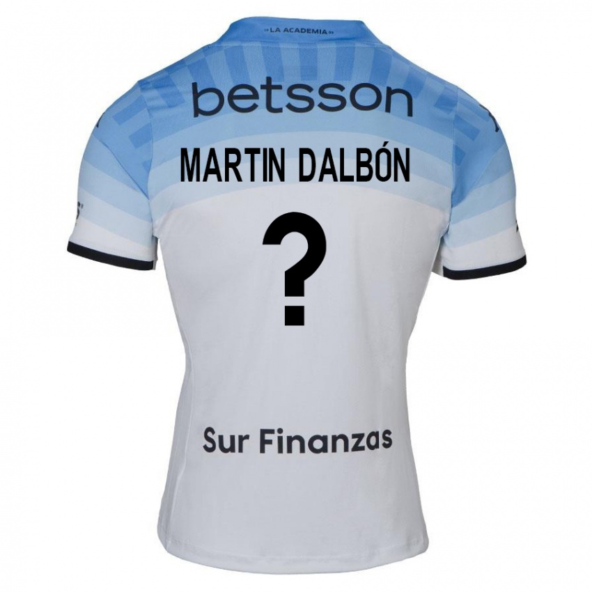 Kinder Juan Martin Dalbón #0 Weiß Blau Schwarz Auswärtstrikot Trikot 2024/25 T-Shirt