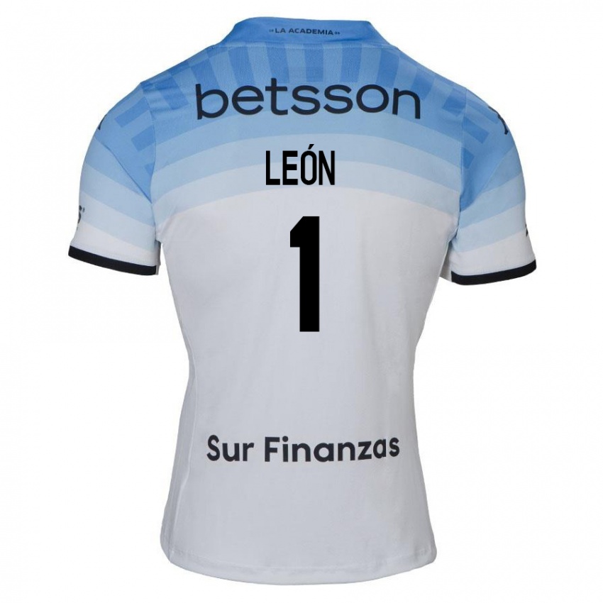 Kinder Roberto León #1 Weiß Blau Schwarz Auswärtstrikot Trikot 2024/25 T-Shirt