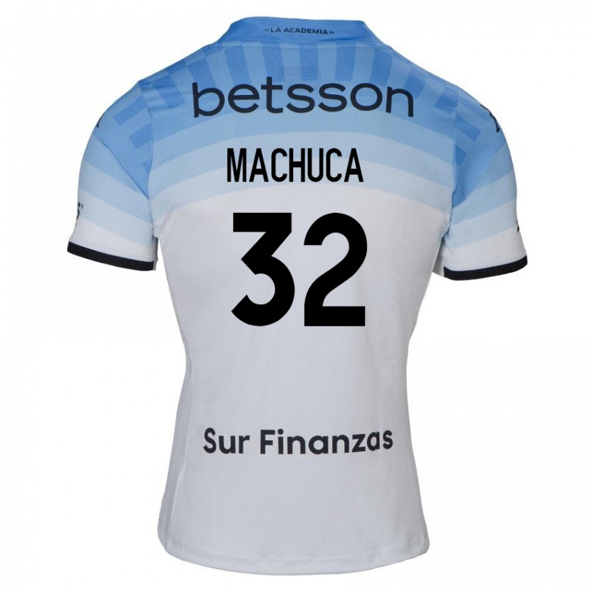 Kinder Elías Machuca #32 Weiß Blau Schwarz Auswärtstrikot Trikot 2024/25 T-Shirt