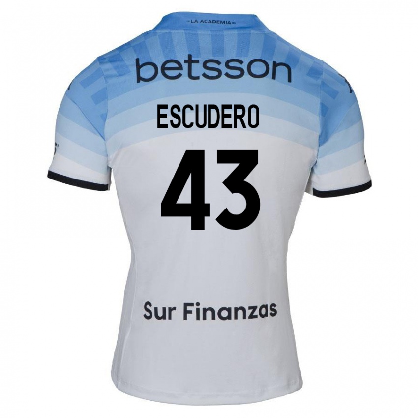 Kinder Gonzalo Escudero #43 Weiß Blau Schwarz Auswärtstrikot Trikot 2024/25 T-Shirt