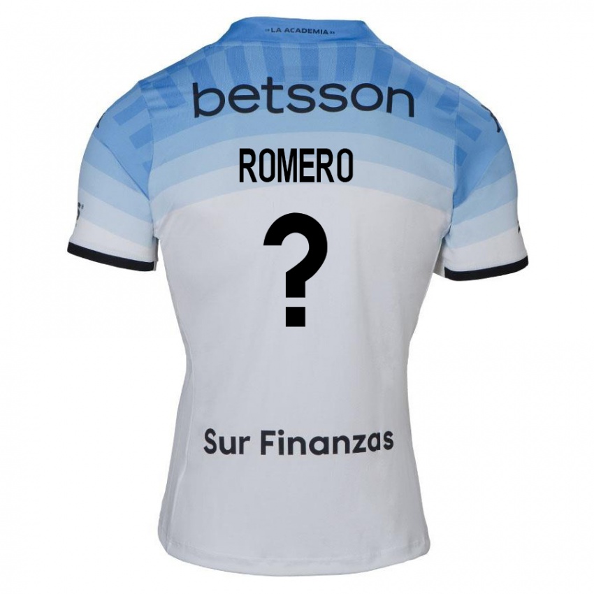 Kinder Benicio Romero #0 Weiß Blau Schwarz Auswärtstrikot Trikot 2024/25 T-Shirt