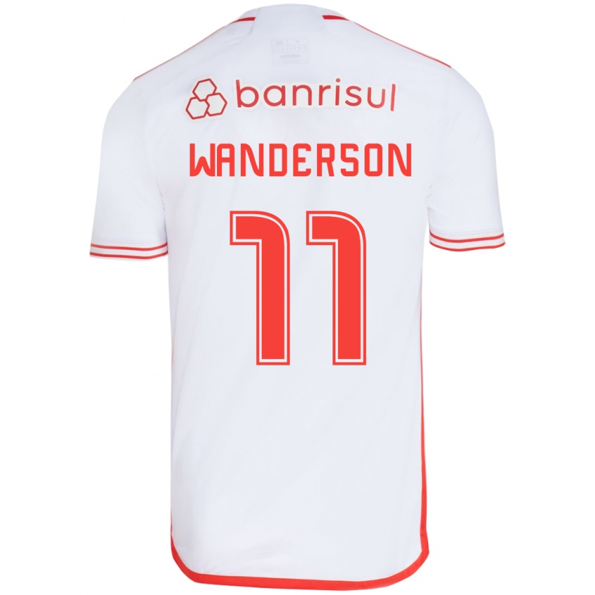 Kinder Wanderson #11 Weiß Rot Auswärtstrikot Trikot 2024/25 T-Shirt