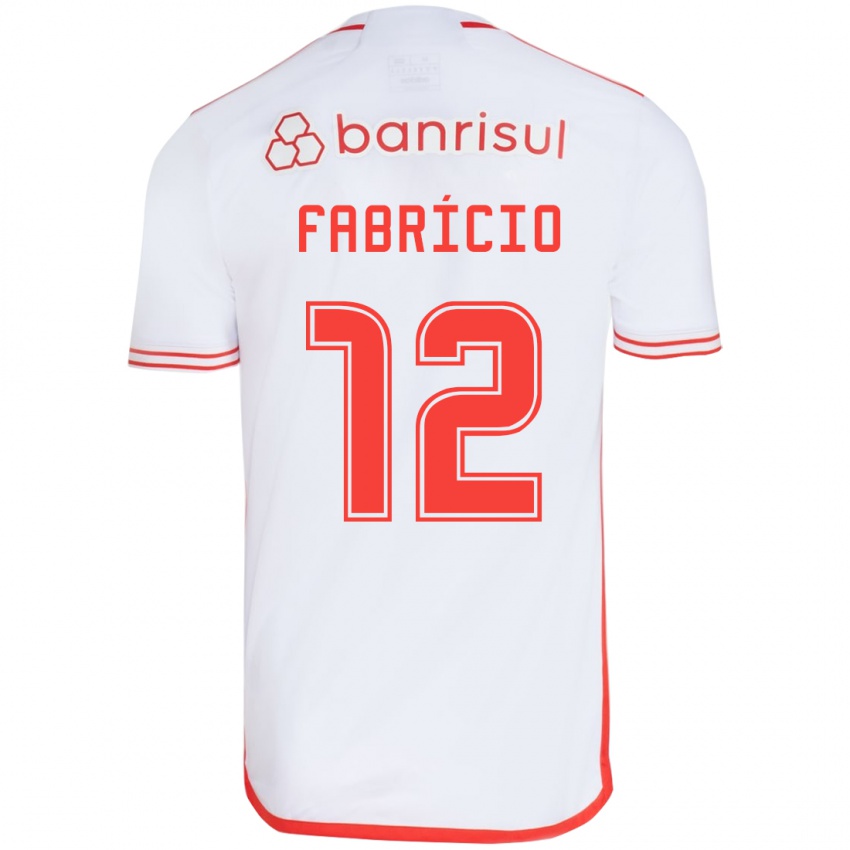 Kinder Fabrício #12 Weiß Rot Auswärtstrikot Trikot 2024/25 T-Shirt