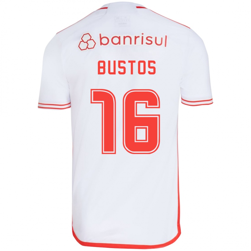 Kinder Fabricio Bustos #16 Weiß Rot Auswärtstrikot Trikot 2024/25 T-Shirt