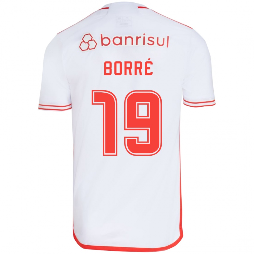 Kinder Rafael Borré #19 Weiß Rot Auswärtstrikot Trikot 2024/25 T-Shirt