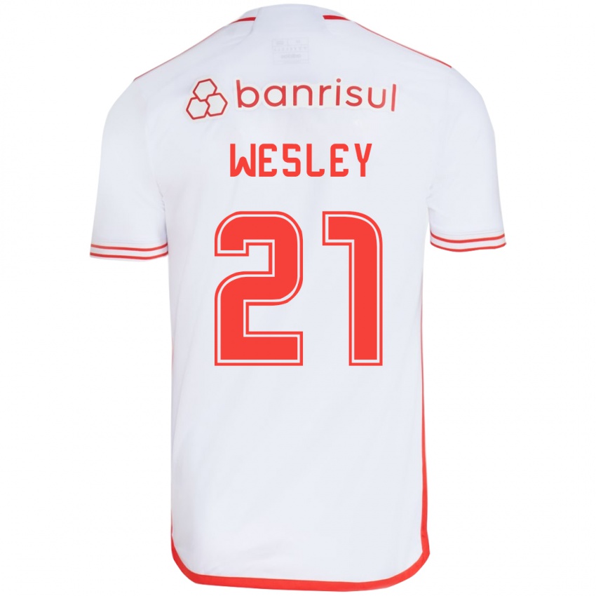 Kinder Wesley #21 Weiß Rot Auswärtstrikot Trikot 2024/25 T-Shirt