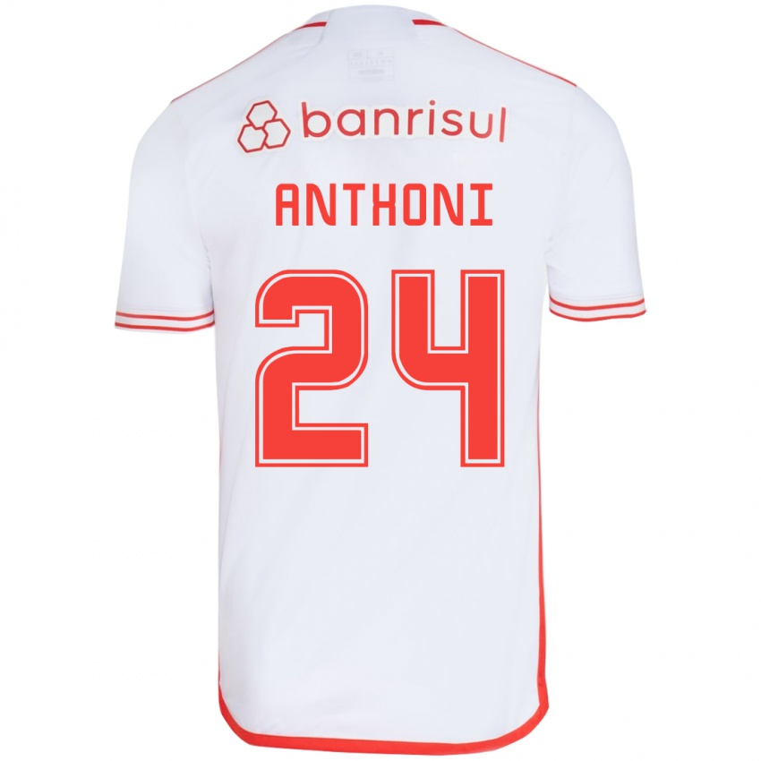 Kinder Anthoni #24 Weiß Rot Auswärtstrikot Trikot 2024/25 T-Shirt