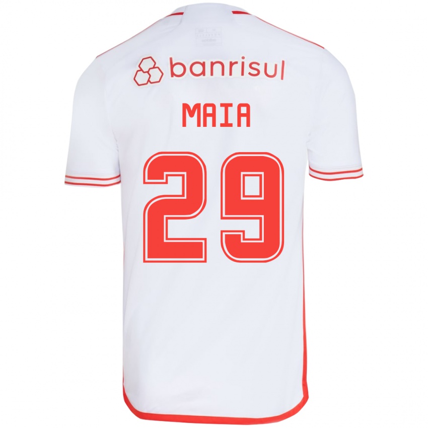 Kinder Thiago Maia #29 Weiß Rot Auswärtstrikot Trikot 2024/25 T-Shirt