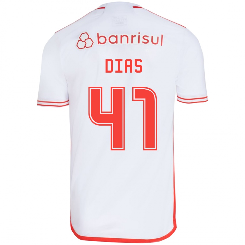 Kinder Matheus Dias #41 Weiß Rot Auswärtstrikot Trikot 2024/25 T-Shirt