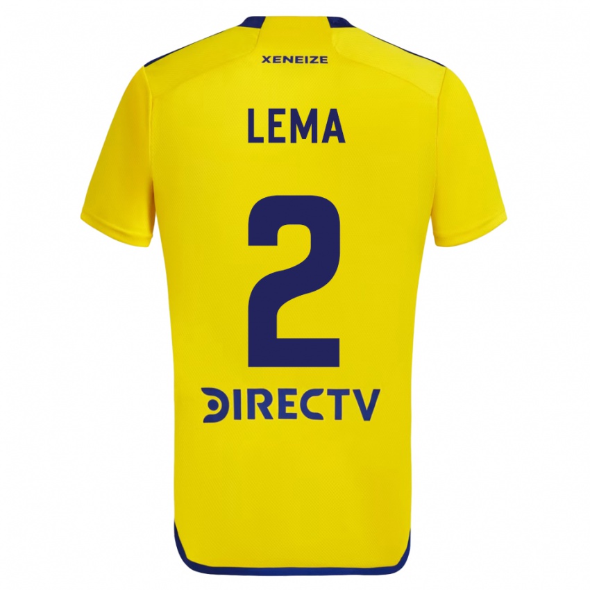 Kinder Cristian Lema #2 Gelb Blau Auswärtstrikot Trikot 2024/25 T-Shirt