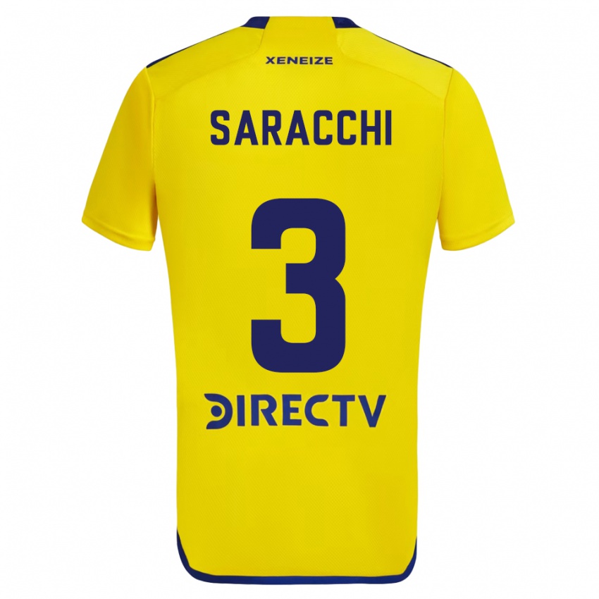 Kinder Marcelo Saracchi #3 Gelb Blau Auswärtstrikot Trikot 2024/25 T-Shirt