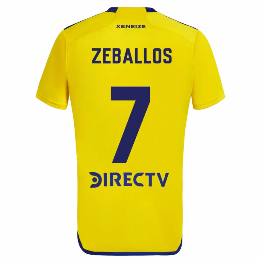 Kinder Exequiel Zeballos #7 Gelb Blau Auswärtstrikot Trikot 2024/25 T-Shirt