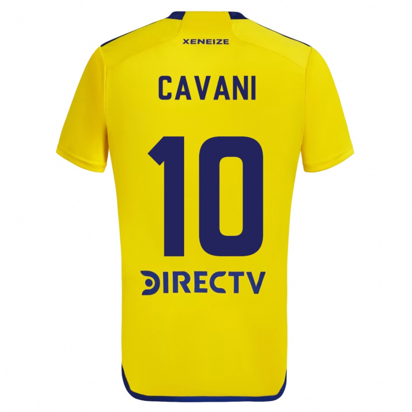 Kinder Edinson Cavani #10 Gelb Blau Auswärtstrikot Trikot 2024/25 T-Shirt