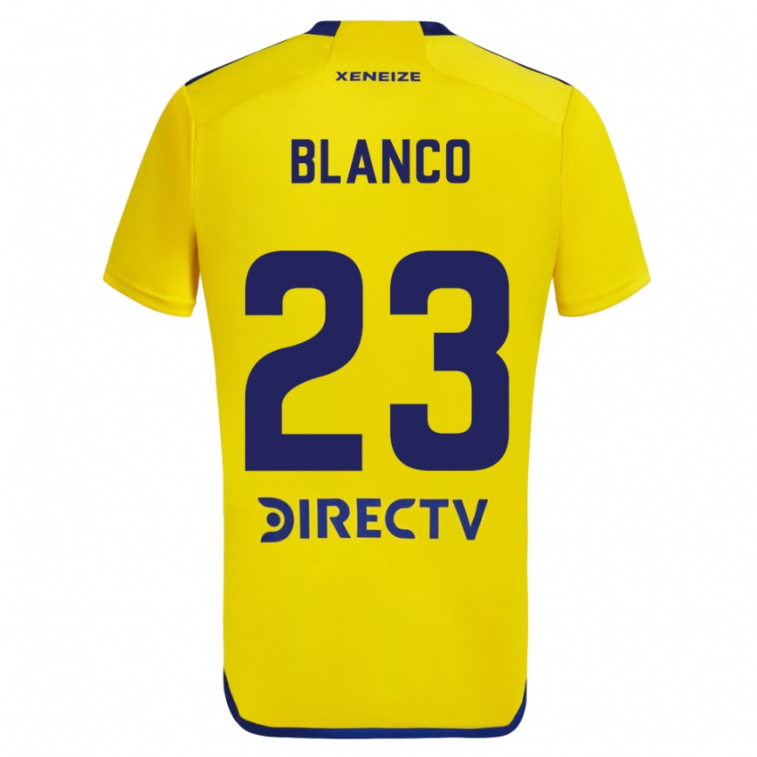 Kinder Lautaro Blanco #23 Gelb Blau Auswärtstrikot Trikot 2024/25 T-Shirt