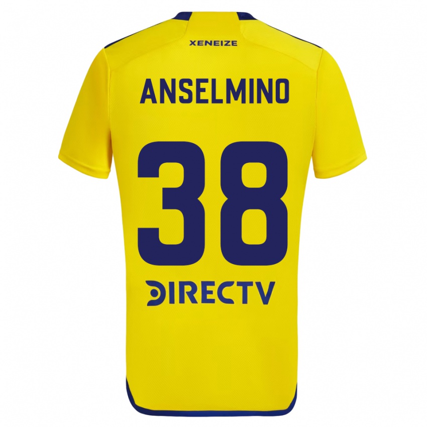 Kinder Aarón Anselmino #38 Gelb Blau Auswärtstrikot Trikot 2024/25 T-Shirt