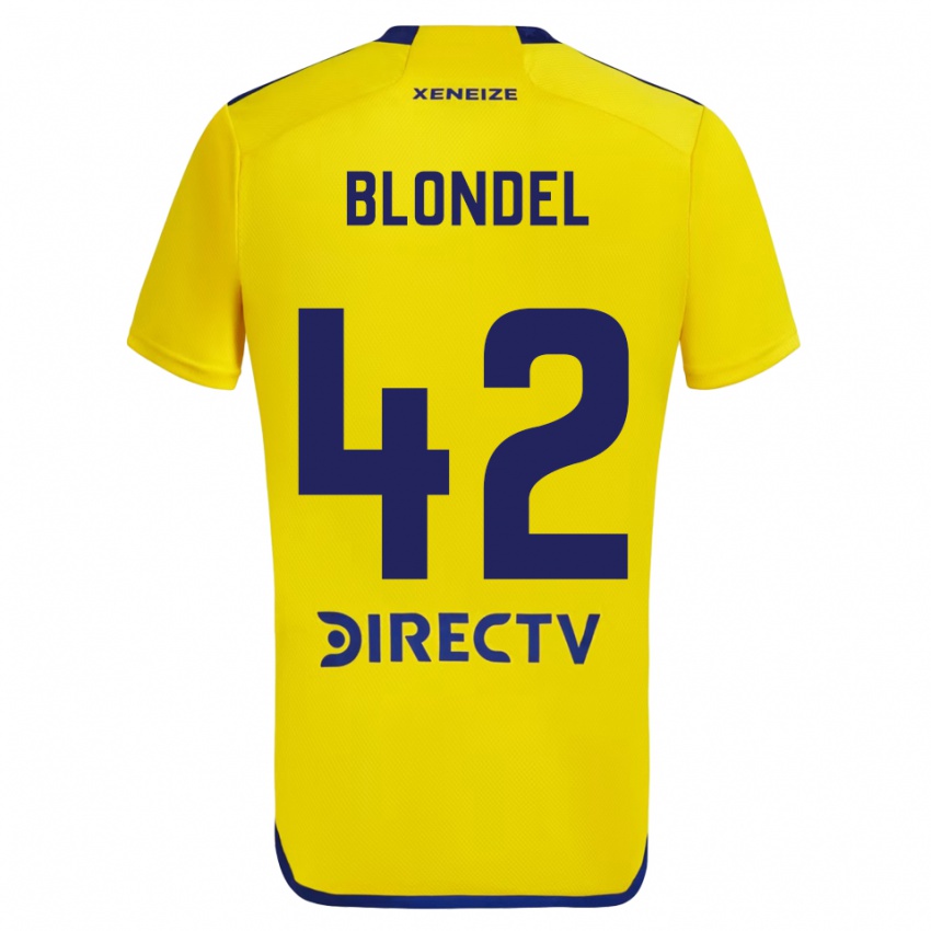 Kinder Lucas Blondel #42 Gelb Blau Auswärtstrikot Trikot 2024/25 T-Shirt