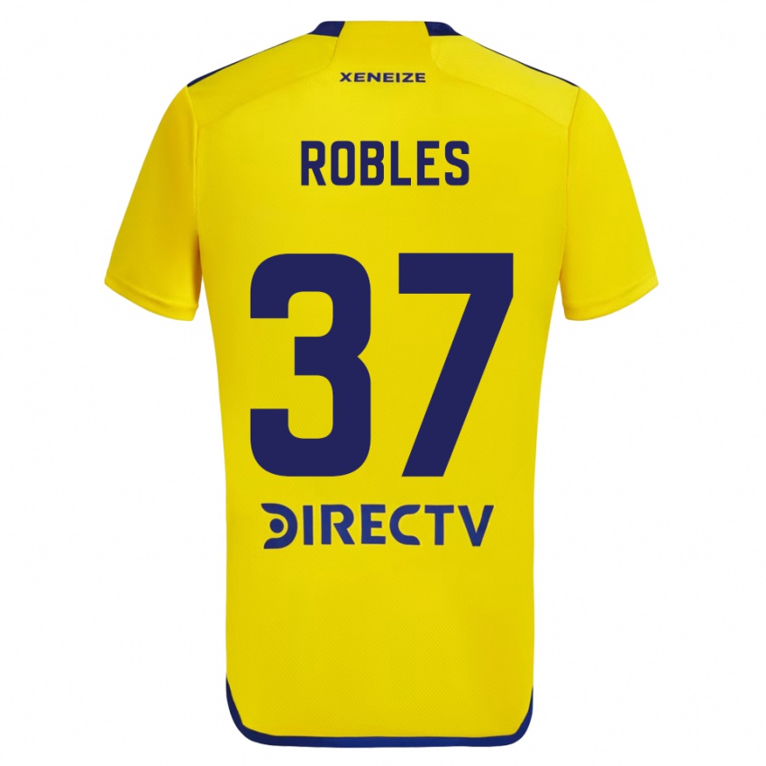 Kinder Sebastián Díaz Robles #37 Gelb Blau Auswärtstrikot Trikot 2024/25 T-Shirt