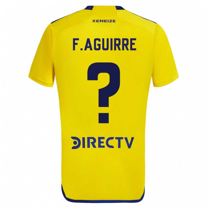 Kinder Federico Aguirre #0 Gelb Blau Auswärtstrikot Trikot 2024/25 T-Shirt