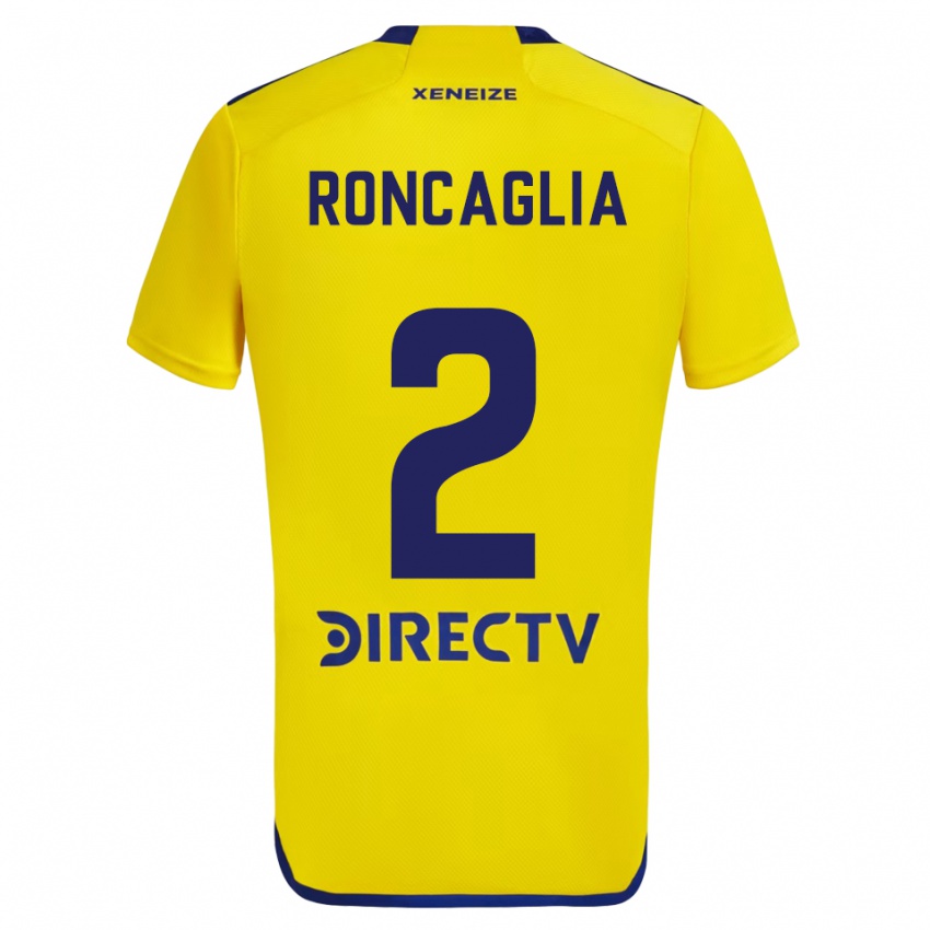 Kinder Facundo Roncaglia #2 Gelb Blau Auswärtstrikot Trikot 2024/25 T-Shirt