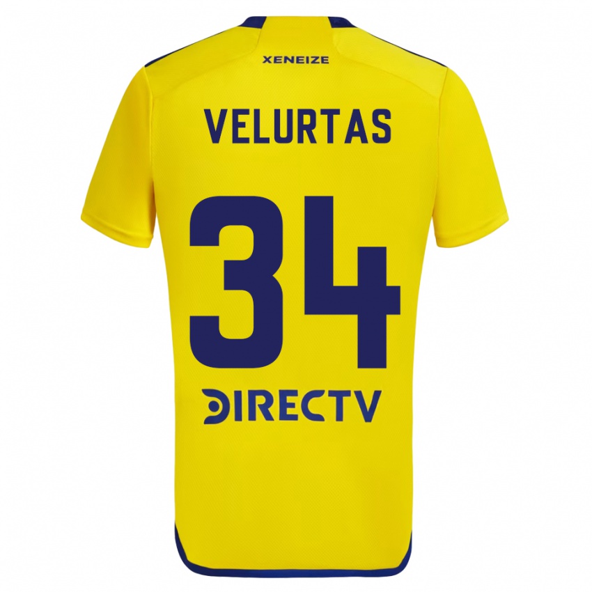 Kinder Pedro Velurtas #34 Gelb Blau Auswärtstrikot Trikot 2024/25 T-Shirt