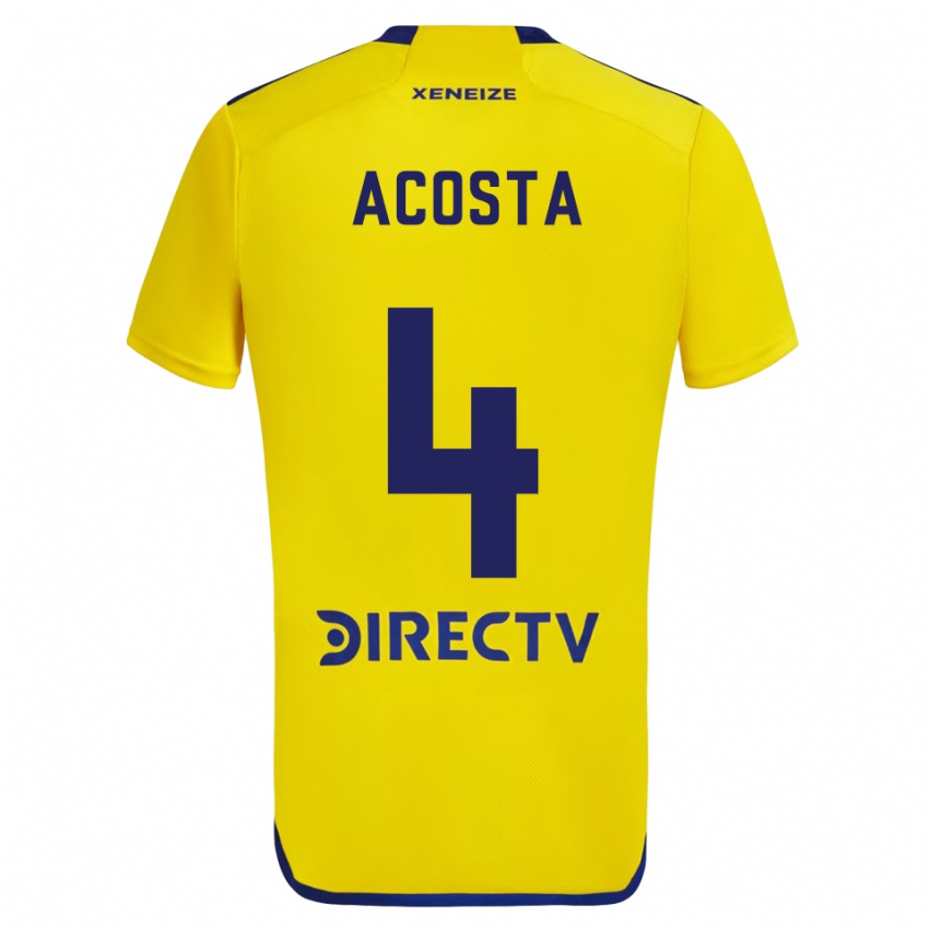 Kinder Natan Acosta #4 Gelb Blau Auswärtstrikot Trikot 2024/25 T-Shirt