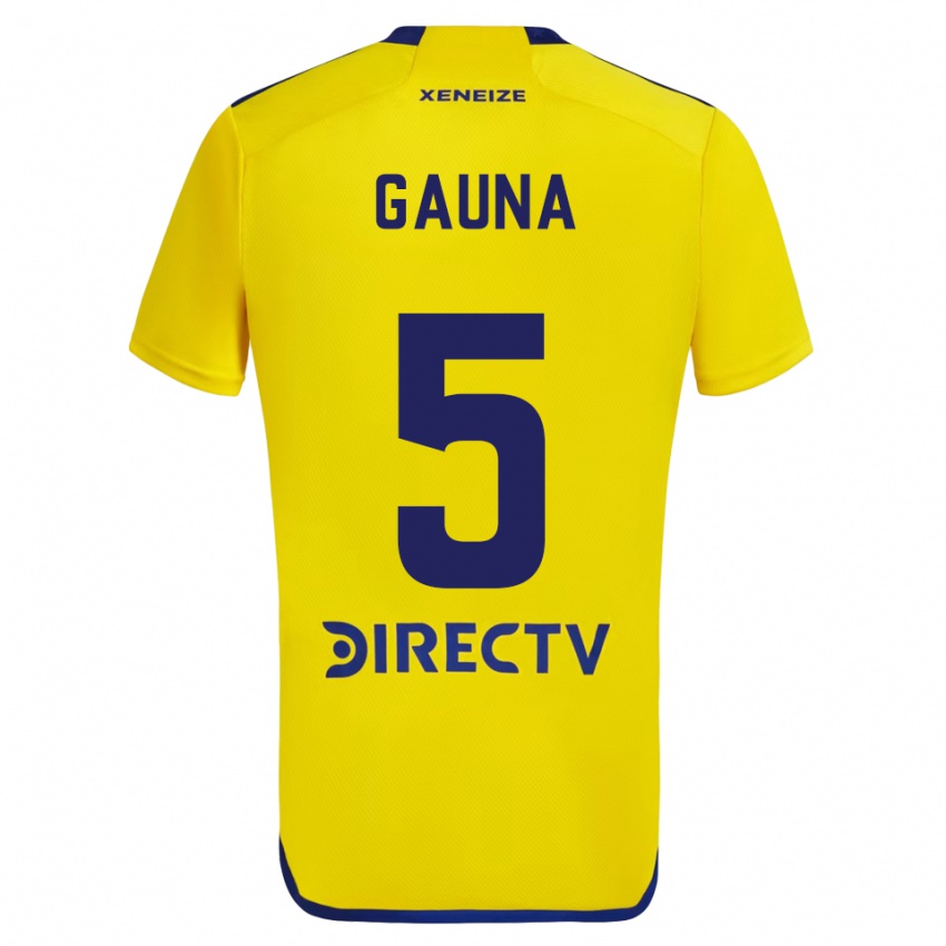 Kinder Santiago Gauna #5 Gelb Blau Auswärtstrikot Trikot 2024/25 T-Shirt