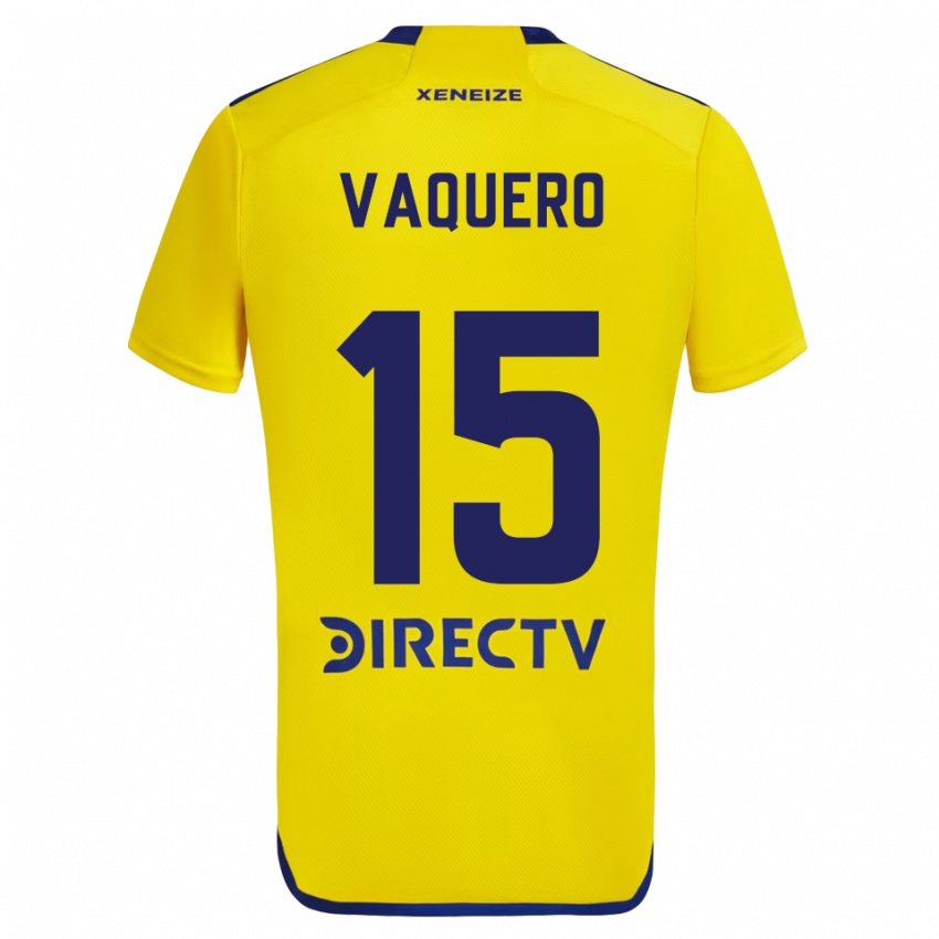 Kinder Iván Vaquero #15 Gelb Blau Auswärtstrikot Trikot 2024/25 T-Shirt