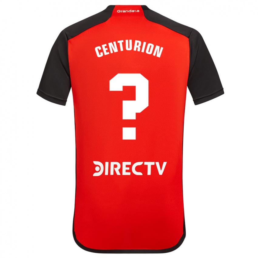 Kinder Ezequiel Centurión #0 Rot Schwarz Weiß Auswärtstrikot Trikot 2024/25 T-Shirt