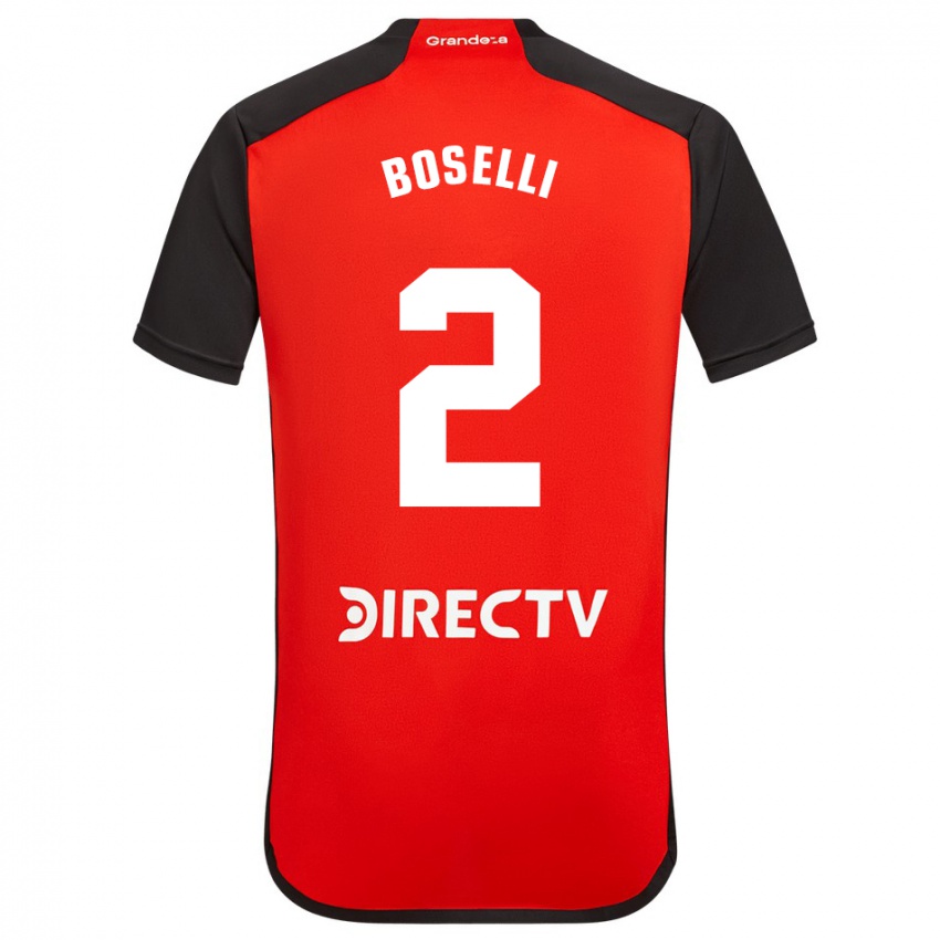 Kinder Sebastián Boselli #2 Rot Schwarz Weiß Auswärtstrikot Trikot 2024/25 T-Shirt