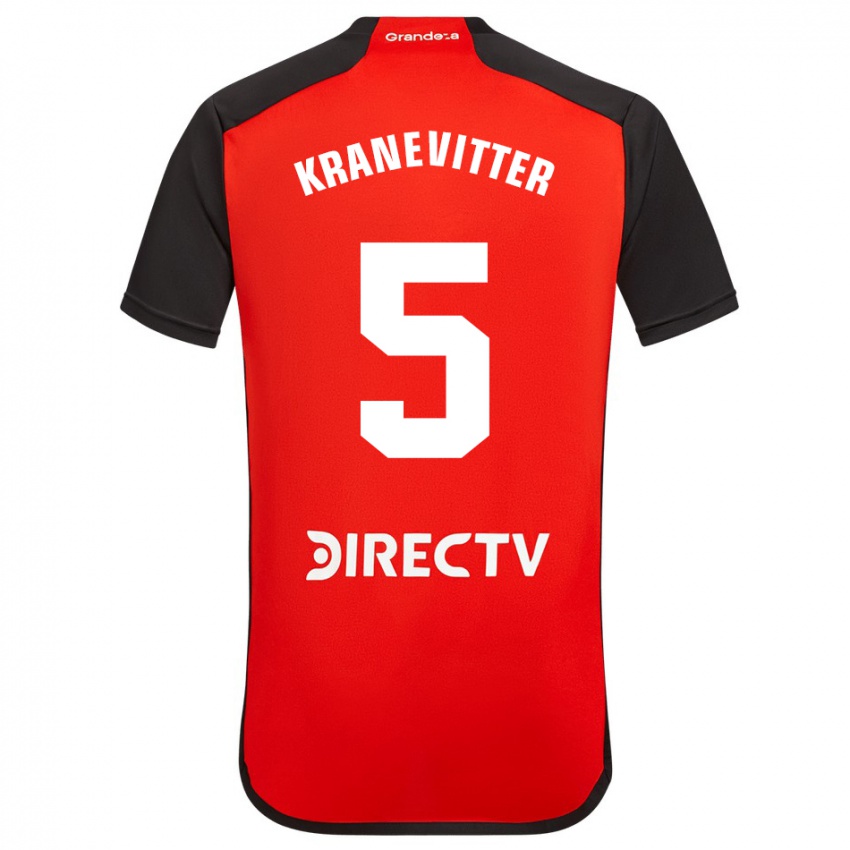 Kinder Matías Kranevitter #5 Rot Schwarz Weiß Auswärtstrikot Trikot 2024/25 T-Shirt