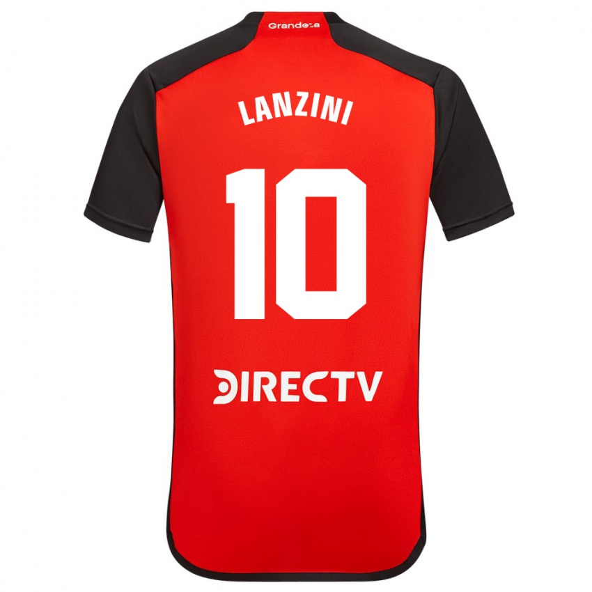 Kinder Manuel Lanzini #10 Rot Schwarz Weiß Auswärtstrikot Trikot 2024/25 T-Shirt