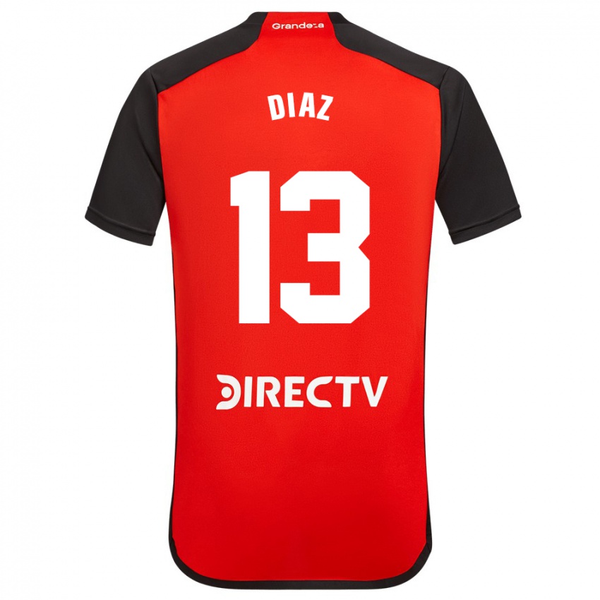 Kinder Enzo Díaz #13 Rot Schwarz Weiß Auswärtstrikot Trikot 2024/25 T-Shirt