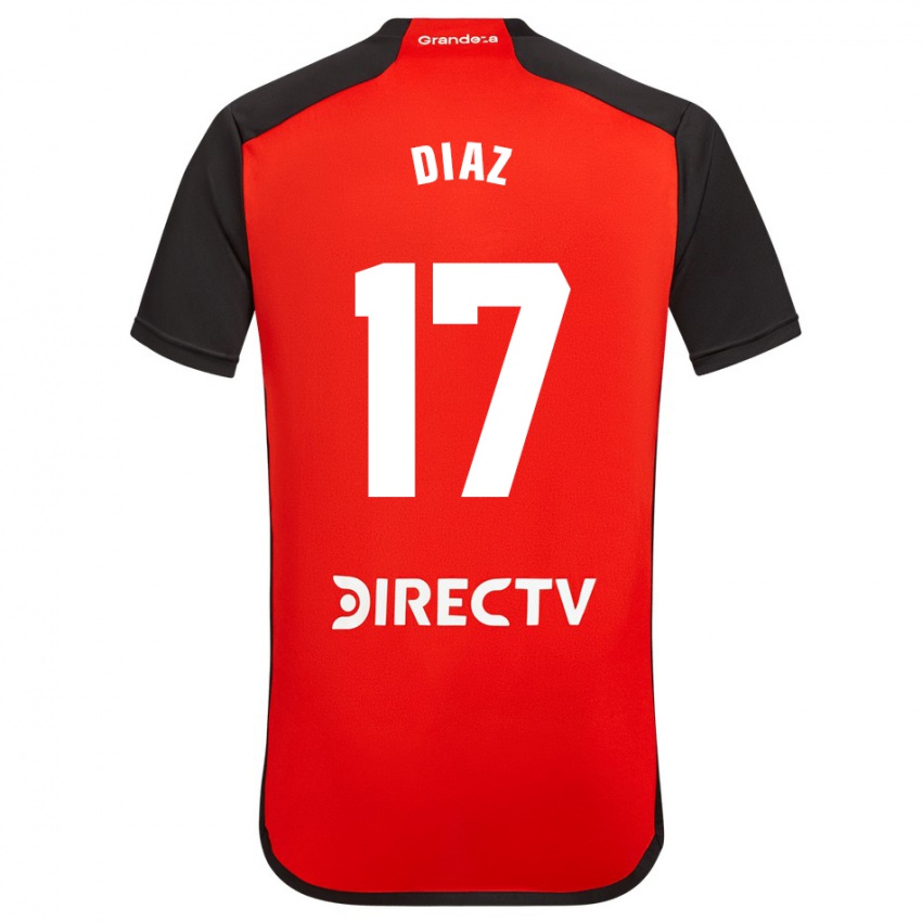 Kinder Paulo Diaz #17 Rot Schwarz Weiß Auswärtstrikot Trikot 2024/25 T-Shirt