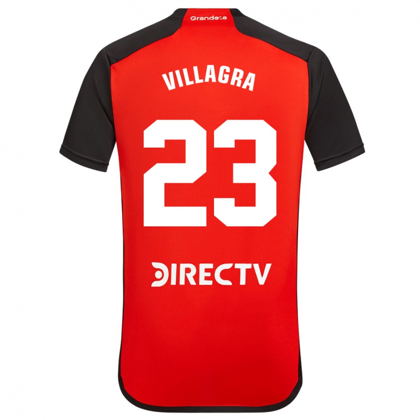 Kinder Rodrigo Villagra #23 Rot Schwarz Weiß Auswärtstrikot Trikot 2024/25 T-Shirt