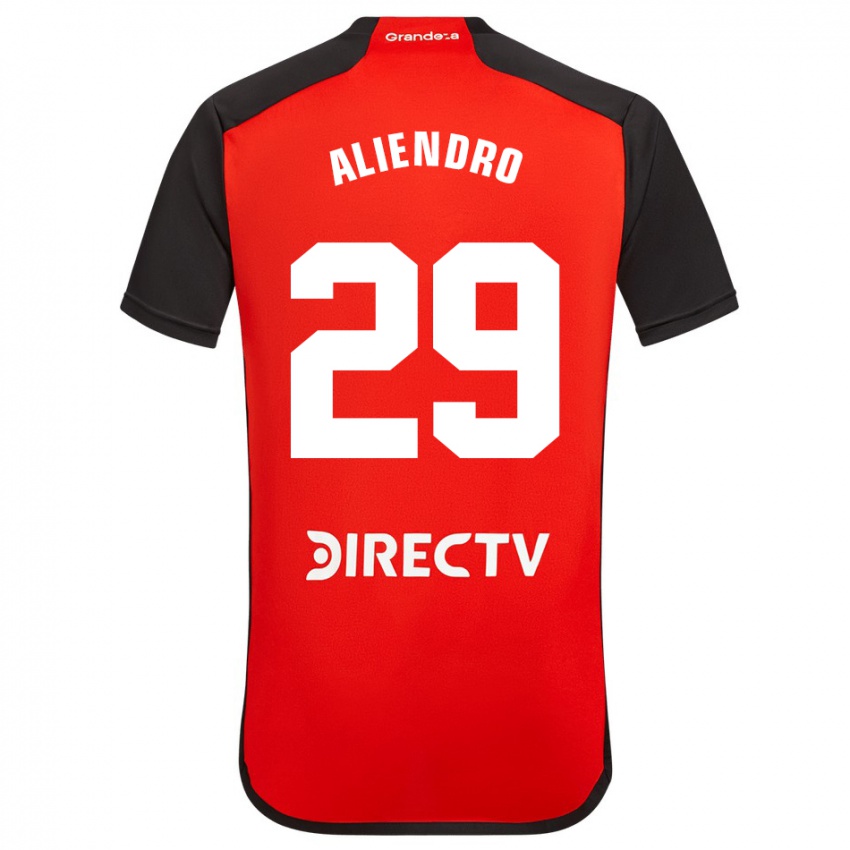 Kinder Rodrigo Aliendro #29 Rot Schwarz Weiß Auswärtstrikot Trikot 2024/25 T-Shirt