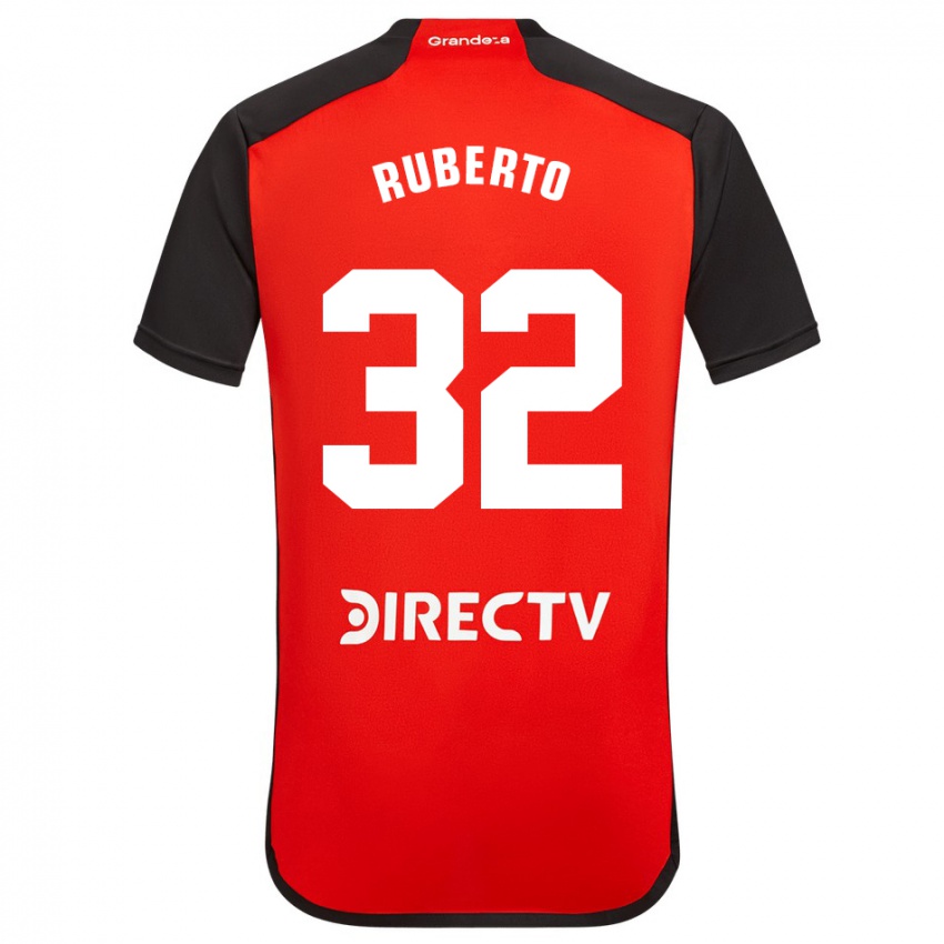 Kinder Agustín Ruberto #32 Rot Schwarz Weiß Auswärtstrikot Trikot 2024/25 T-Shirt