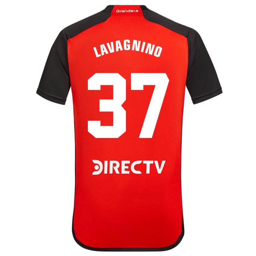 Kinder Lucas Lavagnino #37 Rot Schwarz Weiß Auswärtstrikot Trikot 2024/25 T-Shirt