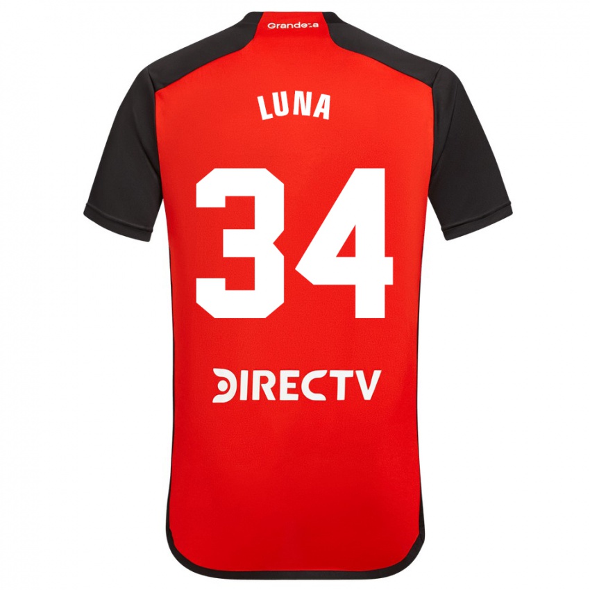 Kinder Jonás Luna #34 Rot Schwarz Weiß Auswärtstrikot Trikot 2024/25 T-Shirt