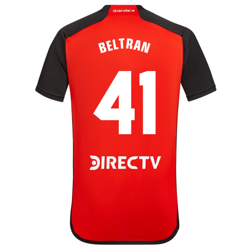 Kinder Santiago Beltrán #41 Rot Schwarz Weiß Auswärtstrikot Trikot 2024/25 T-Shirt