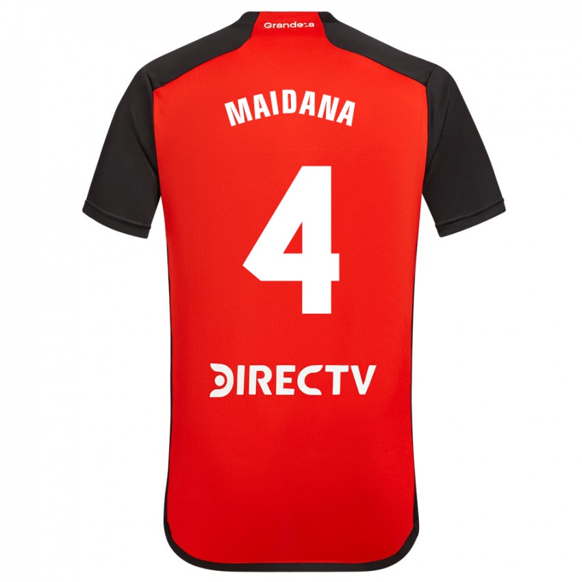 Kinder Jonatan Maidana #4 Rot Schwarz Weiß Auswärtstrikot Trikot 2024/25 T-Shirt