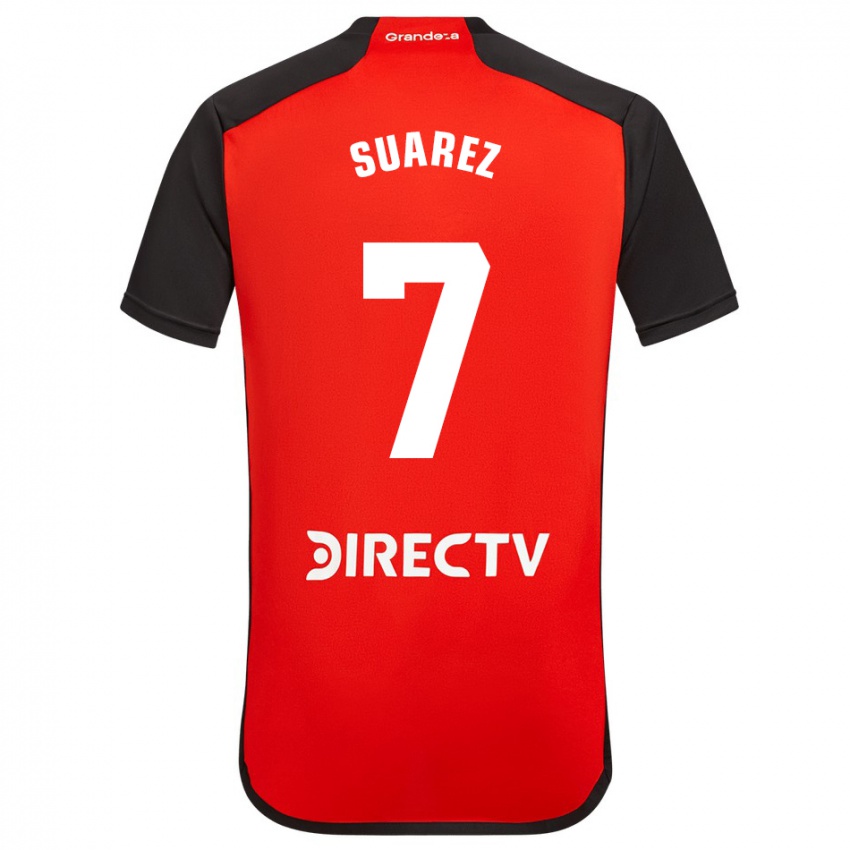 Kinder Matias Suarez #7 Rot Schwarz Weiß Auswärtstrikot Trikot 2024/25 T-Shirt