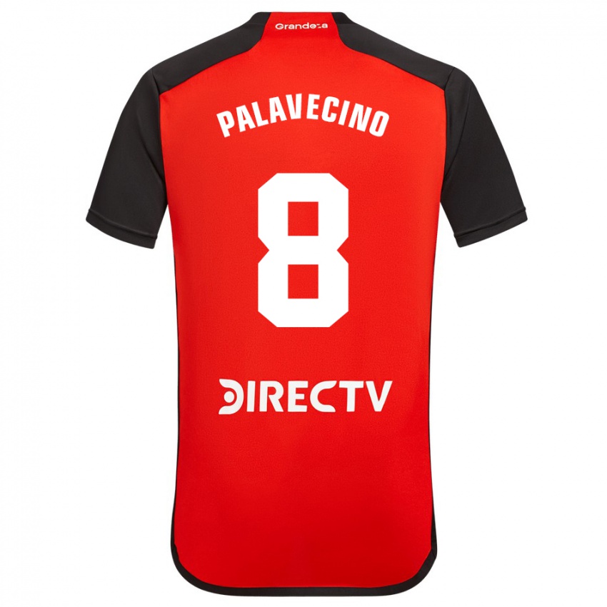 Kinder Agustin Palavecino #8 Rot Schwarz Weiß Auswärtstrikot Trikot 2024/25 T-Shirt