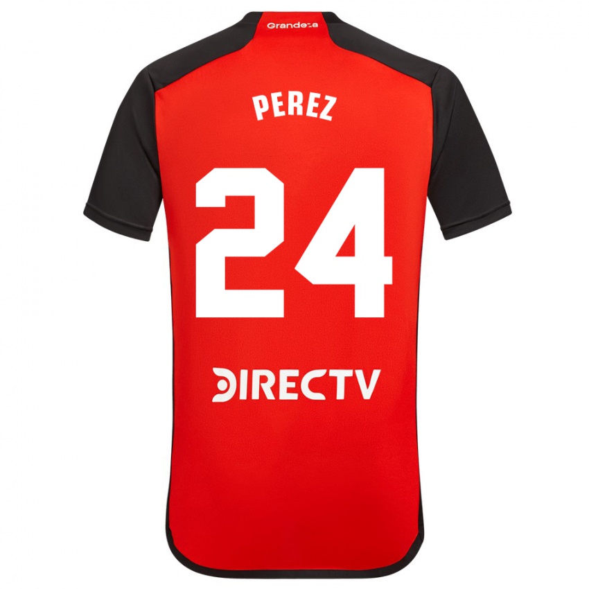 Kinder Enzo Perez #24 Rot Schwarz Weiß Auswärtstrikot Trikot 2024/25 T-Shirt