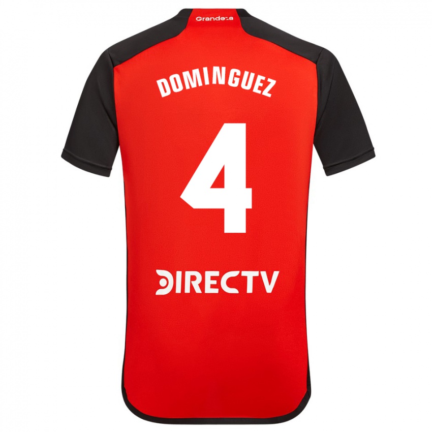 Kinder Evelyn Sofía Domínguez #4 Rot Schwarz Weiß Auswärtstrikot Trikot 2024/25 T-Shirt