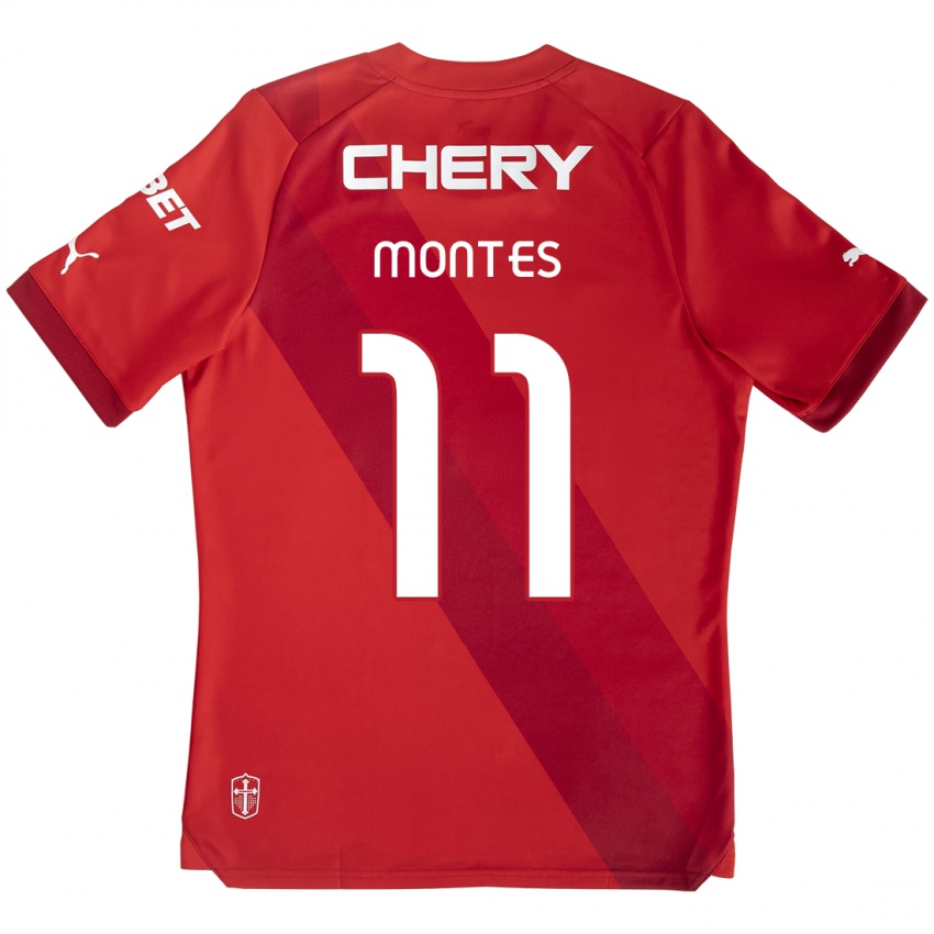 Kinder Clemente Montes #11 Rot-Weiss Auswärtstrikot Trikot 2024/25 T-Shirt