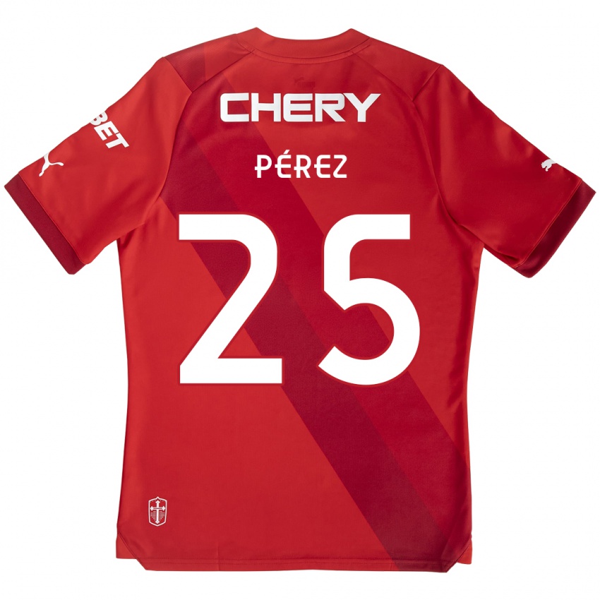 Kinder Sebastián Pérez #25 Rot-Weiss Auswärtstrikot Trikot 2024/25 T-Shirt