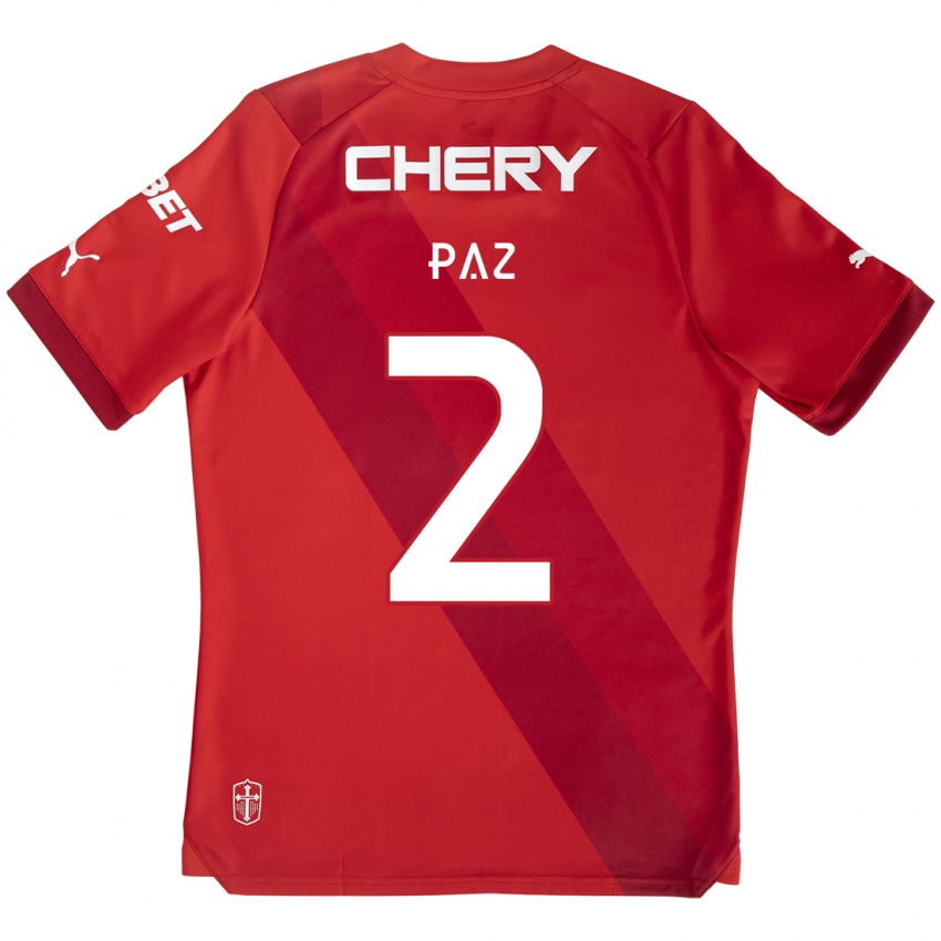 Kinder Nehuén Paz #2 Rot-Weiss Auswärtstrikot Trikot 2024/25 T-Shirt