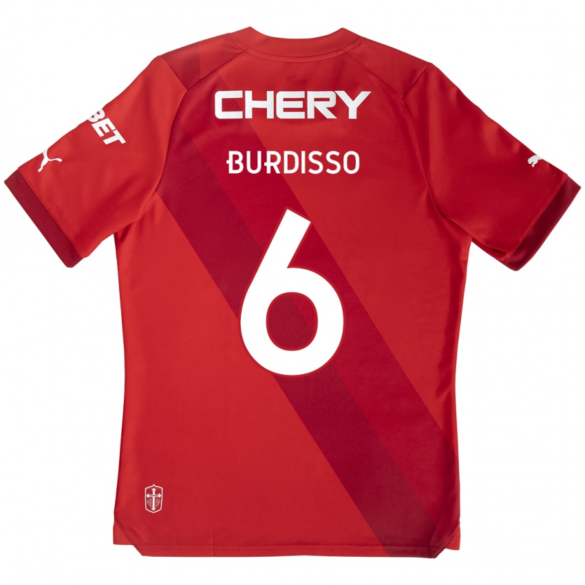 Kinder Guillermo Burdisso #6 Rot-Weiss Auswärtstrikot Trikot 2024/25 T-Shirt