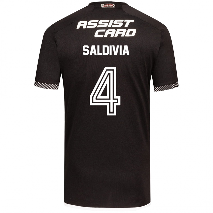 Kinder Alan Saldivia #4 Schwarz-Weiss Auswärtstrikot Trikot 2024/25 T-Shirt