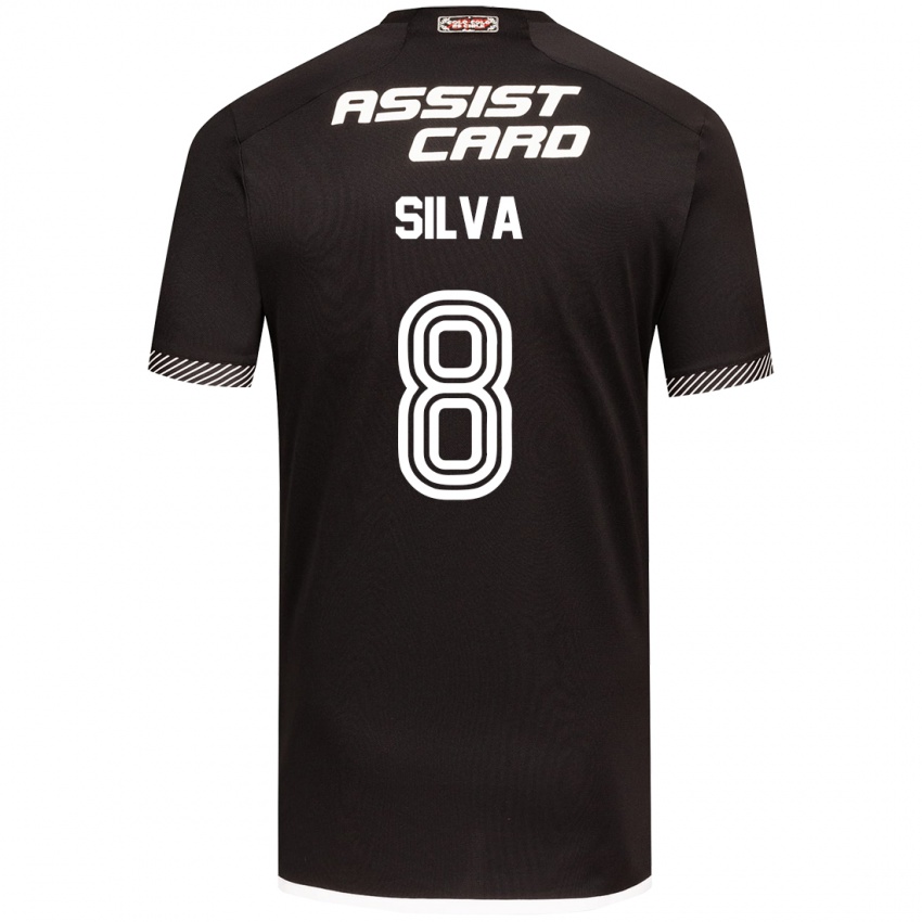 Kinder Bastián Silva #8 Schwarz-Weiss Auswärtstrikot Trikot 2024/25 T-Shirt